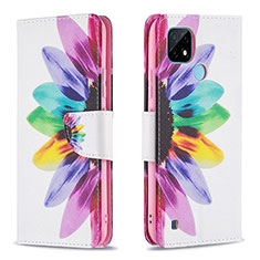 Custodia Portafoglio In Pelle Fantasia Modello Cover con Supporto B01F per Realme C21 Multicolore