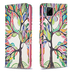 Custodia Portafoglio In Pelle Fantasia Modello Cover con Supporto B01F per Realme C25 Verde