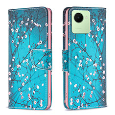 Custodia Portafoglio In Pelle Fantasia Modello Cover con Supporto B01F per Realme C30 Ciano