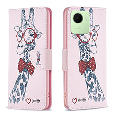 Custodia Portafoglio In Pelle Fantasia Modello Cover con Supporto B01F per Realme C30 Rosa