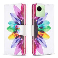 Custodia Portafoglio In Pelle Fantasia Modello Cover con Supporto B01F per Realme C30s Multicolore