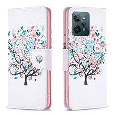 Custodia Portafoglio In Pelle Fantasia Modello Cover con Supporto B01F per Realme C31 Bianco