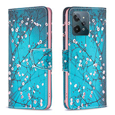 Custodia Portafoglio In Pelle Fantasia Modello Cover con Supporto B01F per Realme C31 Ciano