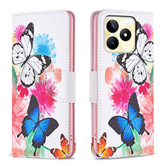 Custodia Portafoglio In Pelle Fantasia Modello Cover con Supporto B01F per Realme C51 Colorato