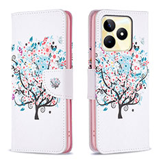 Custodia Portafoglio In Pelle Fantasia Modello Cover con Supporto B01F per Realme C53 Bianco