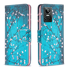 Custodia Portafoglio In Pelle Fantasia Modello Cover con Supporto B01F per Realme GT Neo3 5G Ciano