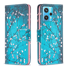 Custodia Portafoglio In Pelle Fantasia Modello Cover con Supporto B01F per Realme Narzo 50 Pro 5G Ciano