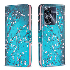 Custodia Portafoglio In Pelle Fantasia Modello Cover con Supporto B01F per Realme Narzo N55 Ciano