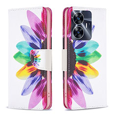 Custodia Portafoglio In Pelle Fantasia Modello Cover con Supporto B01F per Realme Narzo N55 Multicolore