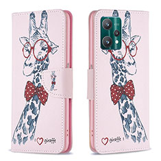 Custodia Portafoglio In Pelle Fantasia Modello Cover con Supporto B01F per Realme Q5 5G Rosa