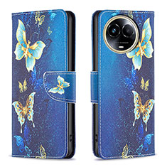 Custodia Portafoglio In Pelle Fantasia Modello Cover con Supporto B01F per Realme V50 5G Blu