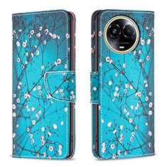 Custodia Portafoglio In Pelle Fantasia Modello Cover con Supporto B01F per Realme V50 5G Ciano