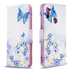 Custodia Portafoglio In Pelle Fantasia Modello Cover con Supporto B01F per Samsung Galaxy A11 Blu