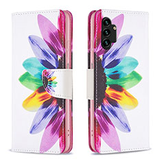 Custodia Portafoglio In Pelle Fantasia Modello Cover con Supporto B01F per Samsung Galaxy A13 4G Multicolore