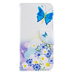 Custodia Portafoglio In Pelle Fantasia Modello Cover con Supporto B01F per Samsung Galaxy A20 Blu