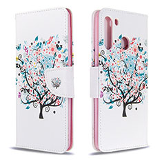 Custodia Portafoglio In Pelle Fantasia Modello Cover con Supporto B01F per Samsung Galaxy A21 Bianco