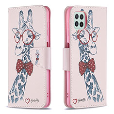 Custodia Portafoglio In Pelle Fantasia Modello Cover con Supporto B01F per Samsung Galaxy A22 4G Rosa