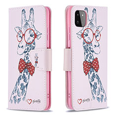 Custodia Portafoglio In Pelle Fantasia Modello Cover con Supporto B01F per Samsung Galaxy A22 5G Rosa