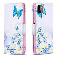 Custodia Portafoglio In Pelle Fantasia Modello Cover con Supporto B01F per Samsung Galaxy A22s 5G Blu
