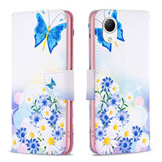 Custodia Portafoglio In Pelle Fantasia Modello Cover con Supporto B01F per Samsung Galaxy A23 5G SC-56C Blu