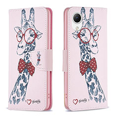 Custodia Portafoglio In Pelle Fantasia Modello Cover con Supporto B01F per Samsung Galaxy A23e 5G Rosa