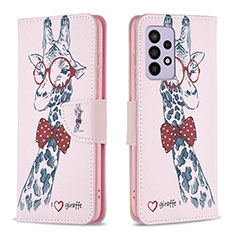 Custodia Portafoglio In Pelle Fantasia Modello Cover con Supporto B01F per Samsung Galaxy A33 5G Rosa