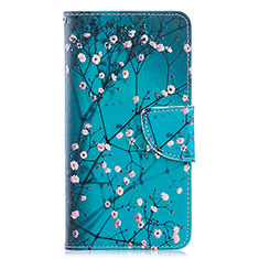 Custodia Portafoglio In Pelle Fantasia Modello Cover con Supporto B01F per Samsung Galaxy A40 Ciano