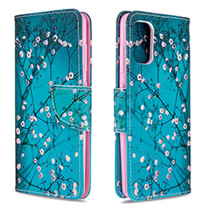 Custodia Portafoglio In Pelle Fantasia Modello Cover con Supporto B01F per Samsung Galaxy A41 Ciano
