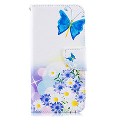 Custodia Portafoglio In Pelle Fantasia Modello Cover con Supporto B01F per Samsung Galaxy A50S Blu