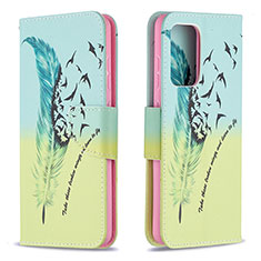 Custodia Portafoglio In Pelle Fantasia Modello Cover con Supporto B01F per Samsung Galaxy A52 4G Verde Pastello