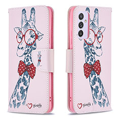 Custodia Portafoglio In Pelle Fantasia Modello Cover con Supporto B01F per Samsung Galaxy A54 5G Rosa