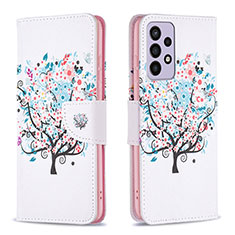 Custodia Portafoglio In Pelle Fantasia Modello Cover con Supporto B01F per Samsung Galaxy A73 5G Bianco