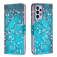 Custodia Portafoglio In Pelle Fantasia Modello Cover con Supporto B01F per Samsung Galaxy A73 5G Ciano