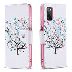 Custodia Portafoglio In Pelle Fantasia Modello Cover con Supporto B01F per Samsung Galaxy F02S SM-E025F Bianco