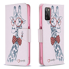 Custodia Portafoglio In Pelle Fantasia Modello Cover con Supporto B01F per Samsung Galaxy F02S SM-E025F Rosa