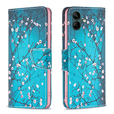 Custodia Portafoglio In Pelle Fantasia Modello Cover con Supporto B01F per Samsung Galaxy F14 5G Ciano