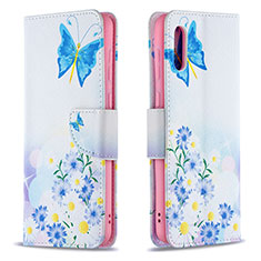 Custodia Portafoglio In Pelle Fantasia Modello Cover con Supporto B01F per Samsung Galaxy M02 Blu