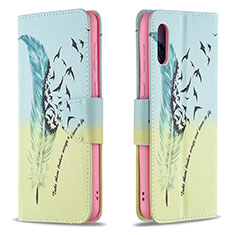 Custodia Portafoglio In Pelle Fantasia Modello Cover con Supporto B01F per Samsung Galaxy M02 Verde Pastello