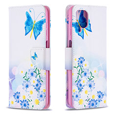 Custodia Portafoglio In Pelle Fantasia Modello Cover con Supporto B01F per Samsung Galaxy M12 Blu