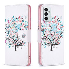 Custodia Portafoglio In Pelle Fantasia Modello Cover con Supporto B01F per Samsung Galaxy M23 5G Bianco