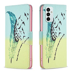 Custodia Portafoglio In Pelle Fantasia Modello Cover con Supporto B01F per Samsung Galaxy M23 5G Verde Pastello