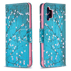 Custodia Portafoglio In Pelle Fantasia Modello Cover con Supporto B01F per Samsung Galaxy M32 5G Ciano