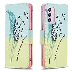 Custodia Portafoglio In Pelle Fantasia Modello Cover con Supporto B01F per Samsung Galaxy M34 5G Verde Pastello