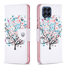 Custodia Portafoglio In Pelle Fantasia Modello Cover con Supporto B01F per Samsung Galaxy M53 5G Bianco