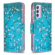 Custodia Portafoglio In Pelle Fantasia Modello Cover con Supporto B01F per Samsung Galaxy M54 5G Ciano