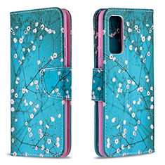 Custodia Portafoglio In Pelle Fantasia Modello Cover con Supporto B01F per Samsung Galaxy S20 FE 4G Ciano