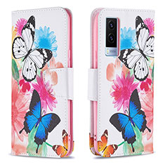 Custodia Portafoglio In Pelle Fantasia Modello Cover con Supporto B01F per Vivo V21e 5G Colorato