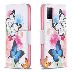 Custodia Portafoglio In Pelle Fantasia Modello Cover con Supporto B01F per Vivo V21s 5G Colorato