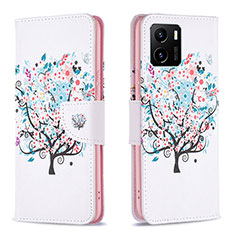 Custodia Portafoglio In Pelle Fantasia Modello Cover con Supporto B01F per Vivo Y01 Bianco