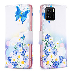 Custodia Portafoglio In Pelle Fantasia Modello Cover con Supporto B01F per Vivo Y01 Blu